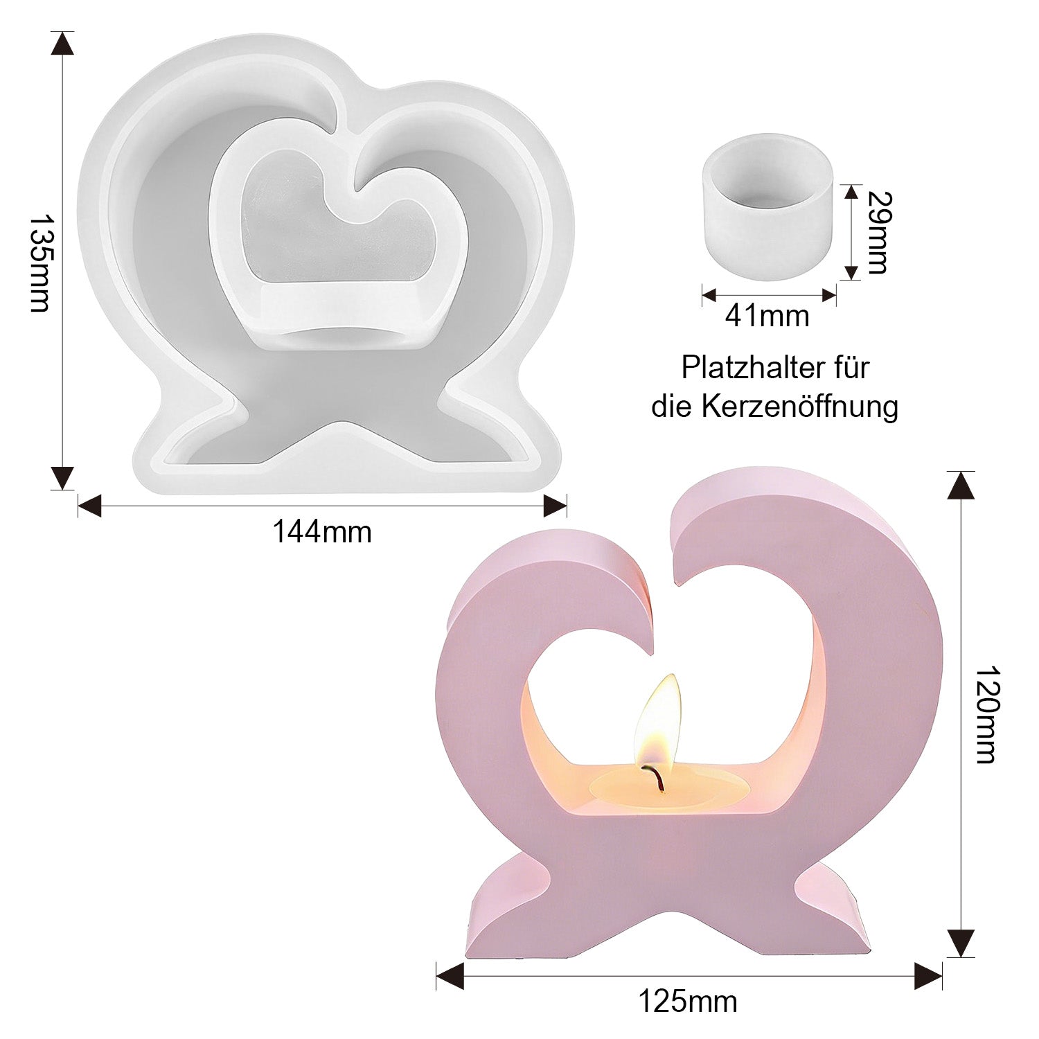 Silikonform-Set Herz & Deko (Mode:QR01)