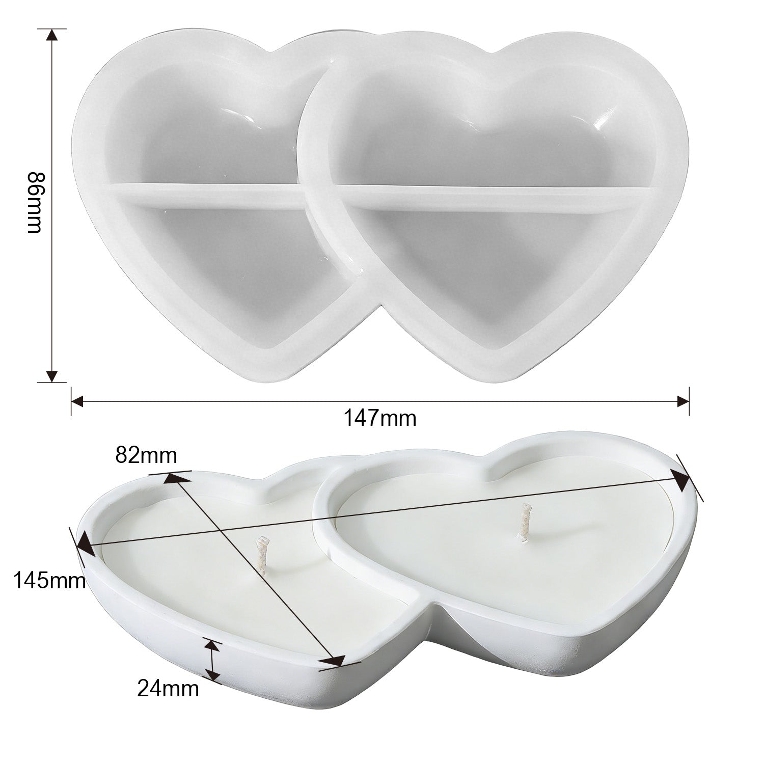 Silikonform-Set Herz & Deko (Mode:QR01)