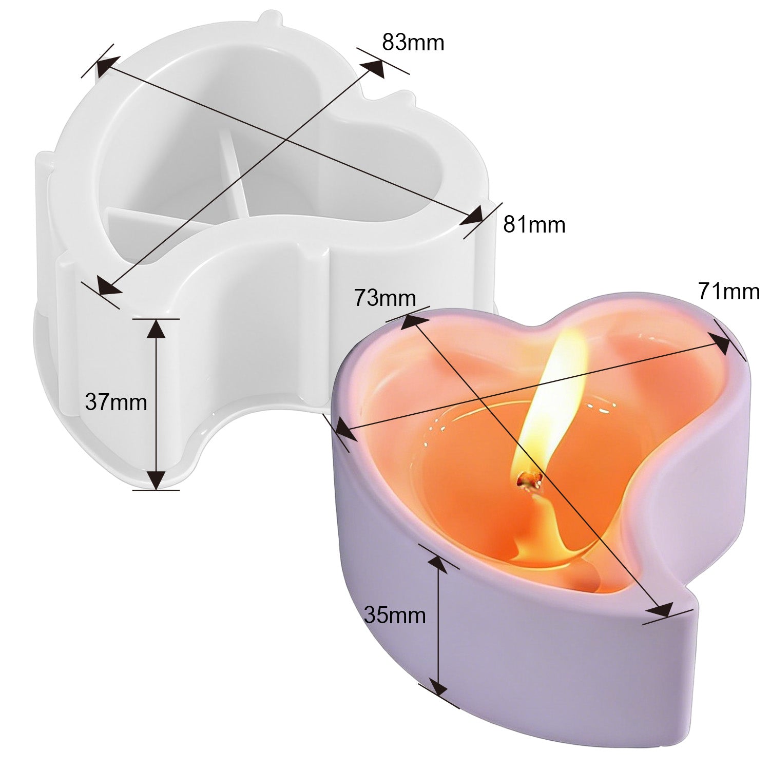 Silikonform-Set Herz & Deko (Mode:QR01)