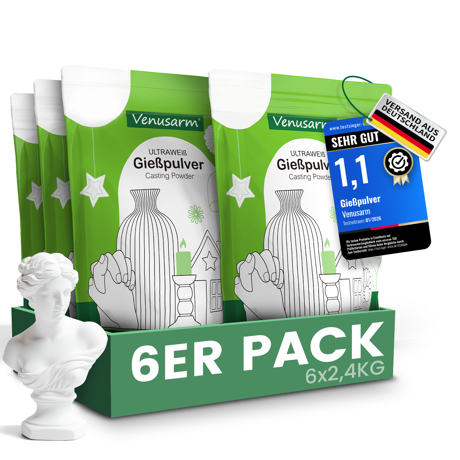 Venusarm Ultraweißes Gießpulver 220N/mm²