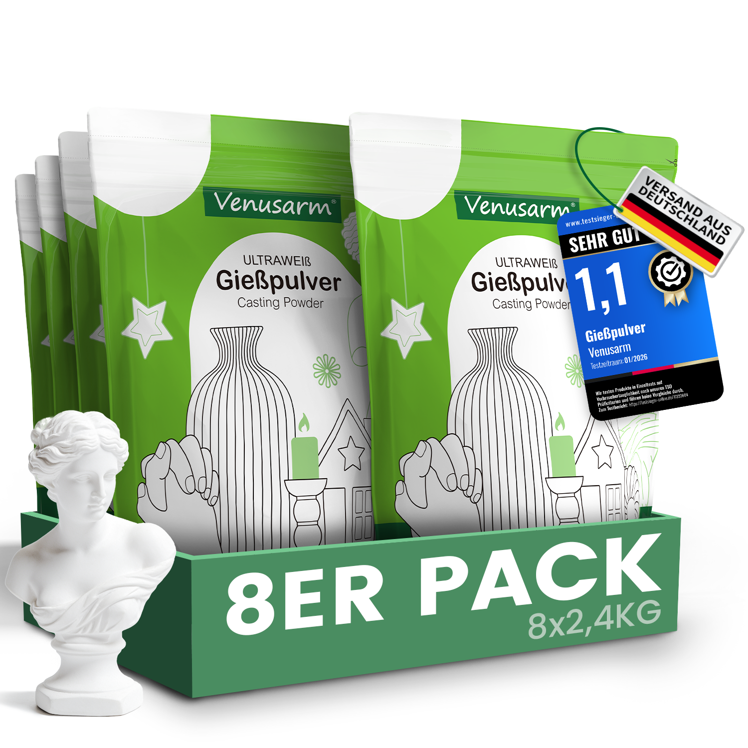 Venusarm Ultraweißes Gießpulver 220N/mm²