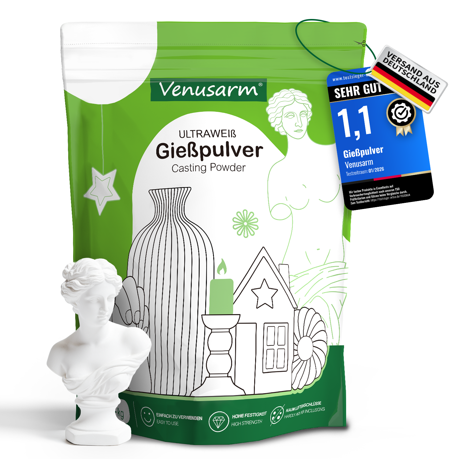 Venusarm Ultraweißes Gießpulver 220N/mm²