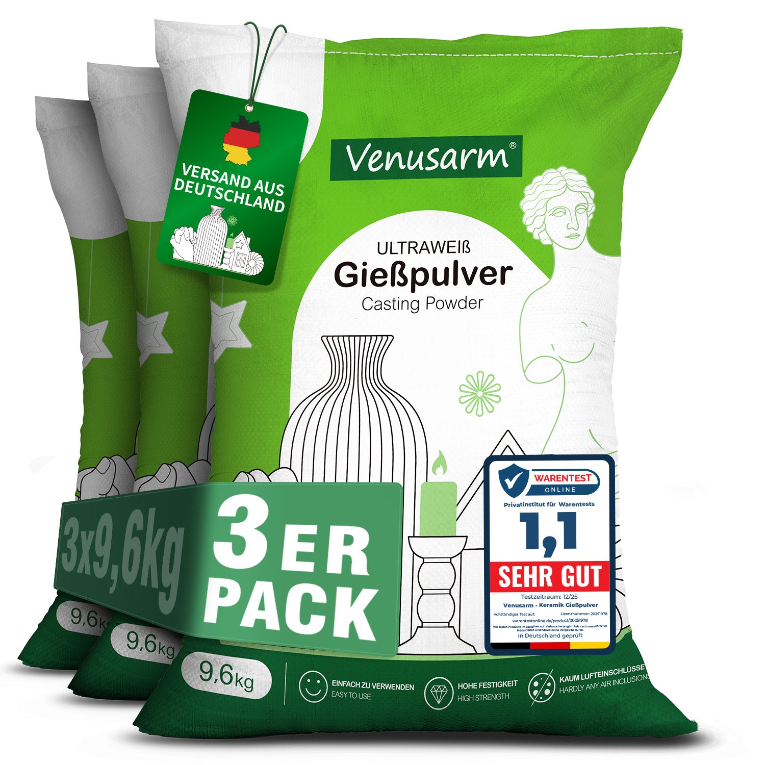 Venusarm Ultraweißes Gießpulver 220N/mm²
