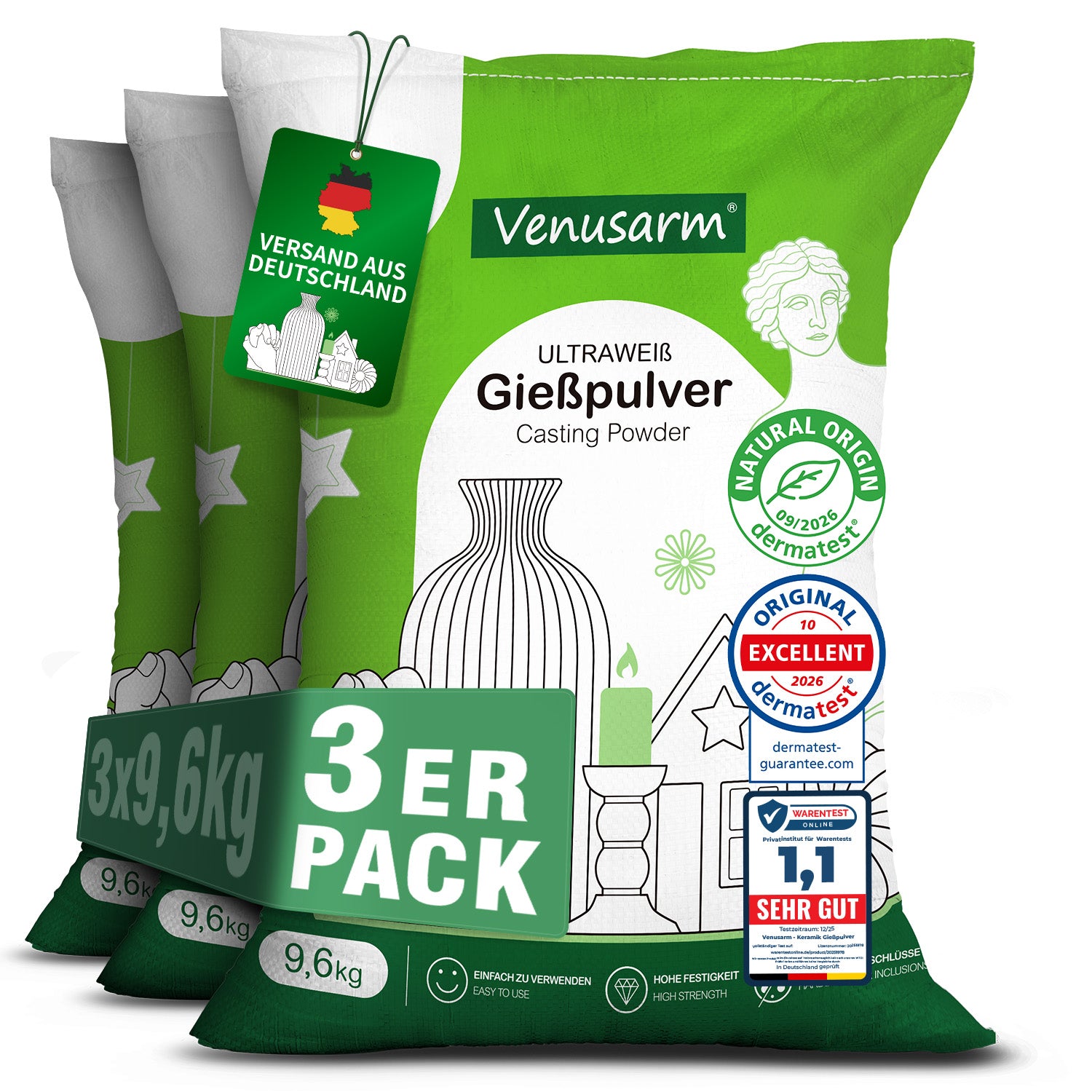 Venusarm Ultra-white casting powder 220N/mm² 