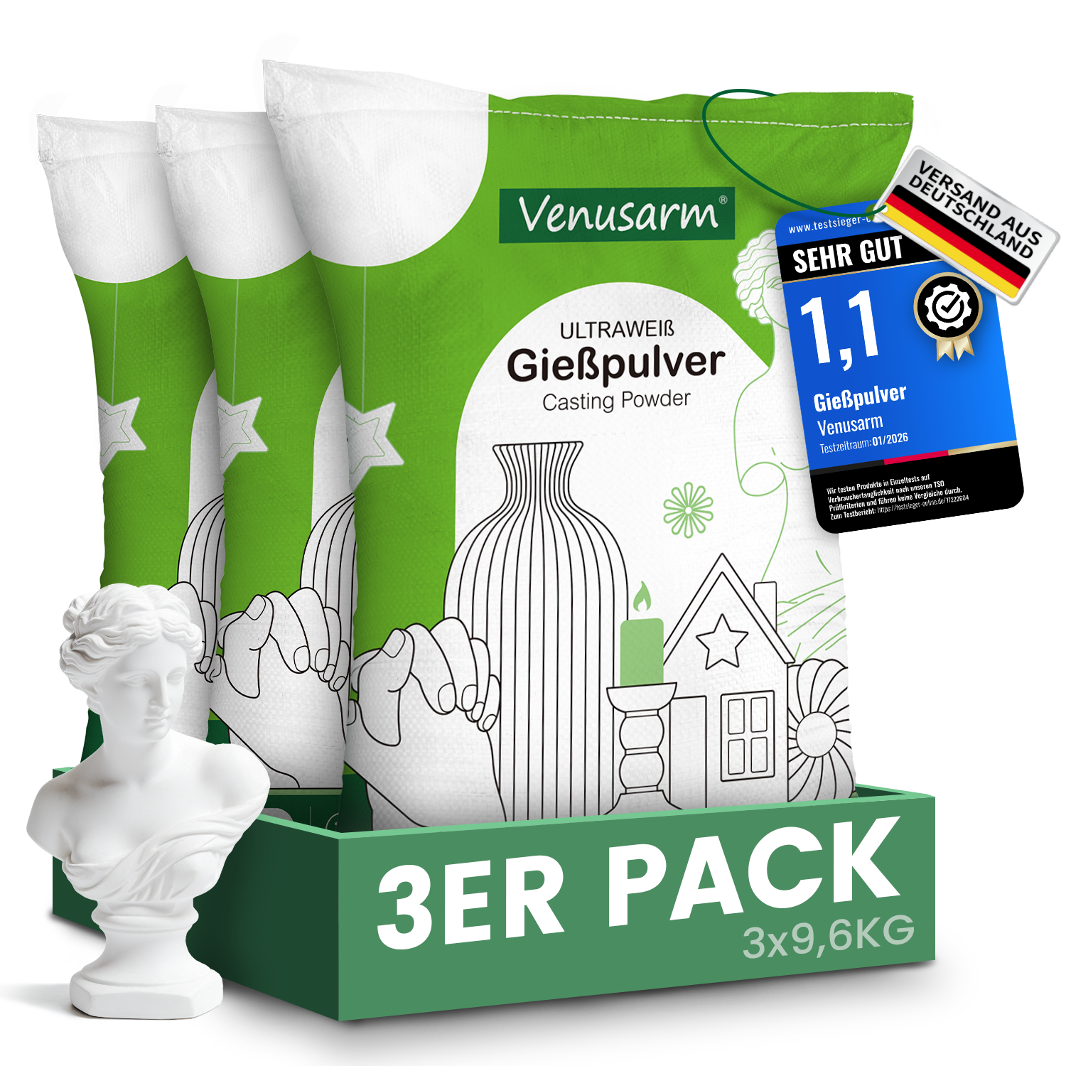 Venusarm Ultraweißes Gießpulver 220N/mm²