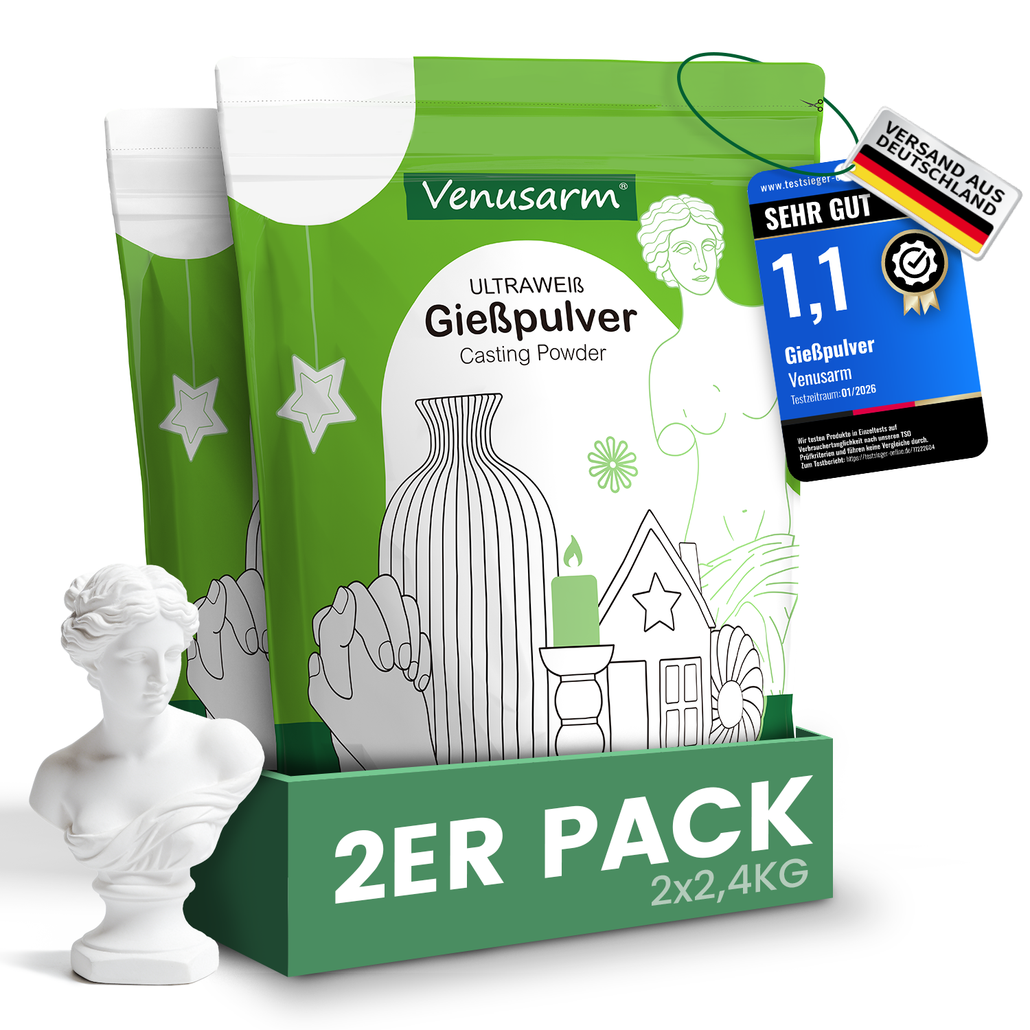 Venusarm Ultraweißes Gießpulver 220N/mm²