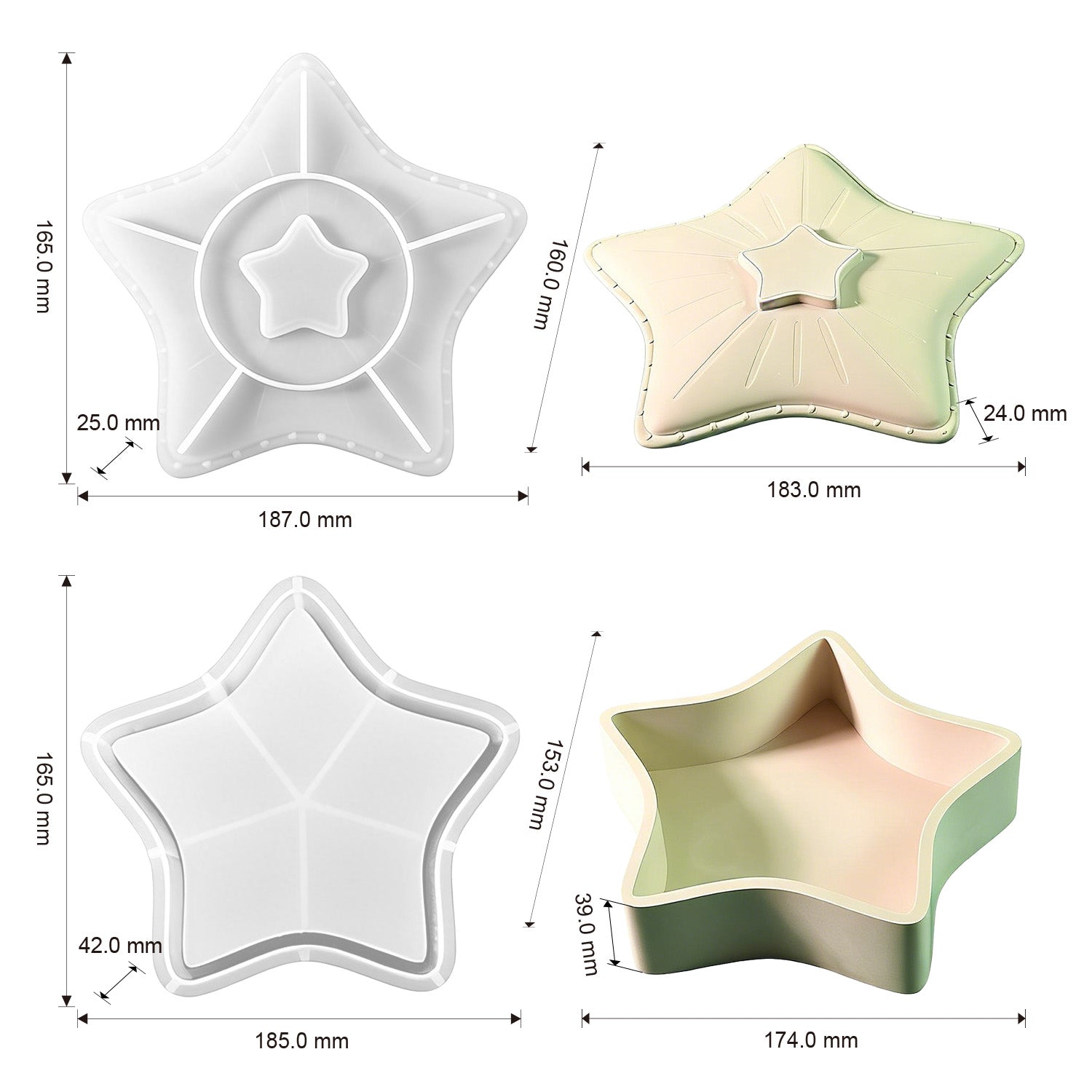 Silikonformen Stern & Erdbeere（Mode:SN01)