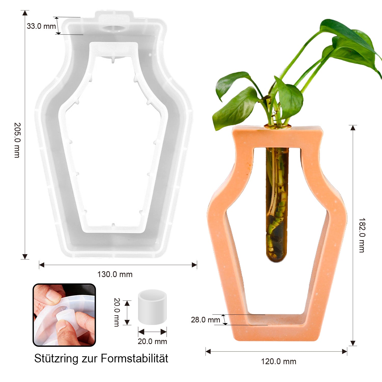 Silikonform Reagenzglas-Vase I (Mode:SGHP01)